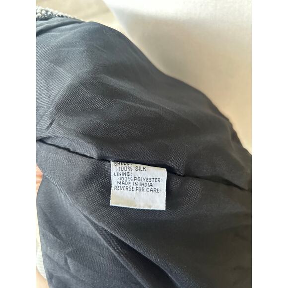 Vintage Old Money Black Silk Faux Pearl Trim Beaded Blazer Evening Jacket - Picture 8 of 9